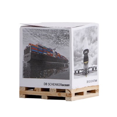 3" x 3" Sticky Back Paper Note Cube with Wood Pallet